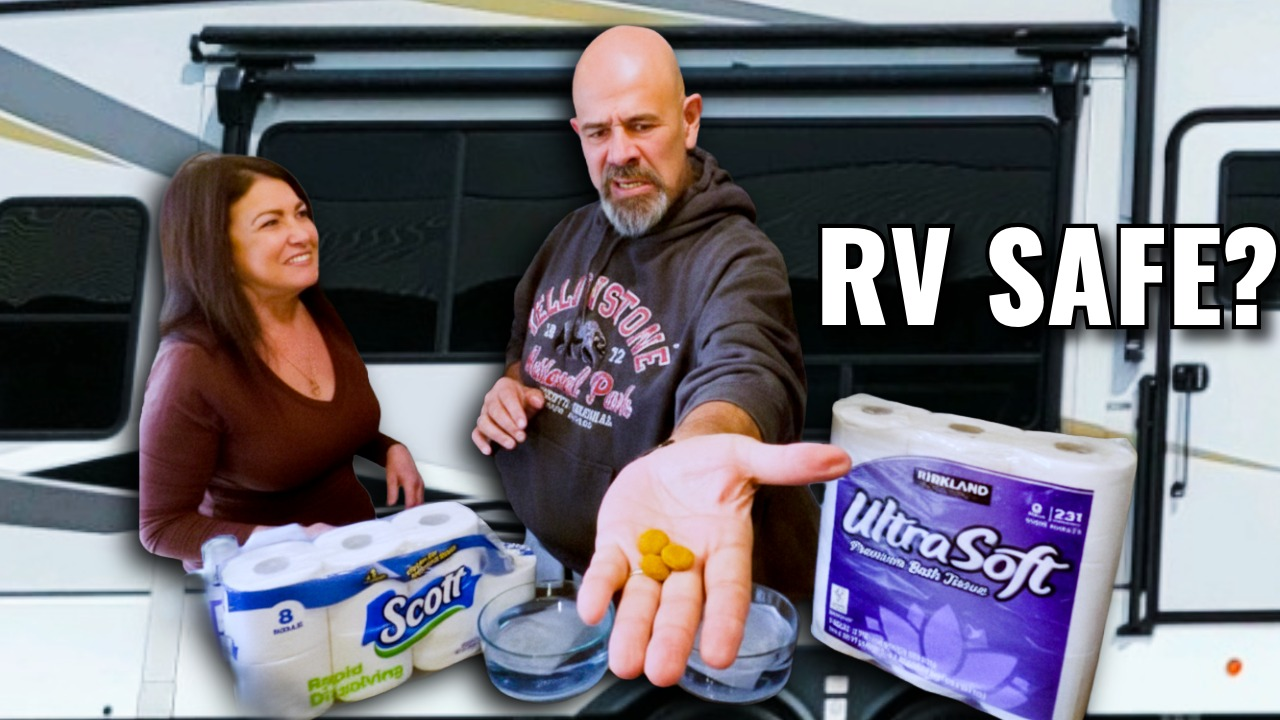 Regular toilet paper in an RV 24-hour test comparing regular and RV toilet paper
